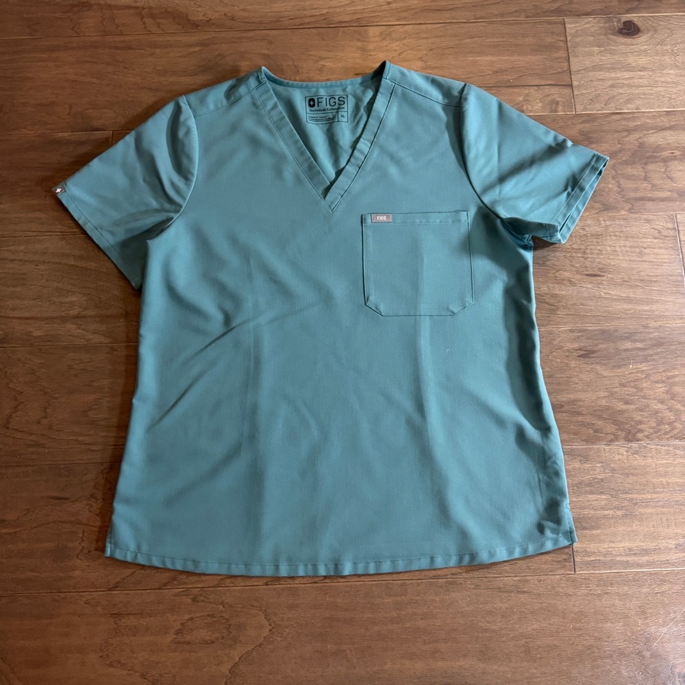 FIGS Technical Collection Teal‎ Blue V-Neck Scrub Top FW1000 Women XL